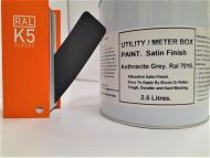 1 x 2.5lt Utility & Meter Box Paint. Anthracite Grey Ral 7016 Satin Finish