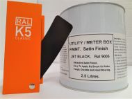 1 x 2.5lt Utility & Meter Box Paint. Black RAL 9005. Satin Finish