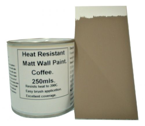 1 x 250ml Matt Coffee Heat Resistant Wall Paint. Wood Burner Stove Alcove. Brick, Concrete, Plaster, Cement Board, Rendering, Metal, Timber etc.