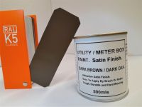 1 x 500ml Utility & Meter Box Paint. Dark Brown (Dark Oak) BS381c 499. Satin Finish