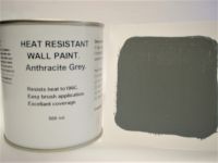 1 x 500ml Satin Dark / Anthracite Grey Heat Resistant Wall Paint. Wood Burner Stove Alcove. Brick, Concrete, Plaster, Cement Board, Rendering, Metal, Timber etc.