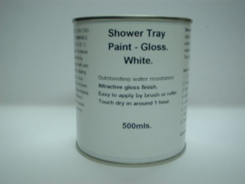 1 x 500ml Gloss White Shower Tray & Bath Base Paint