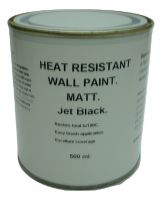 1 x 500ml Matt Jet Black Heat Resistant Wall Paint. Wood Burner Stove Alcove. Brick, Concrete, Plaster, Cement Board, Rendering, Metal, Timber etc. 