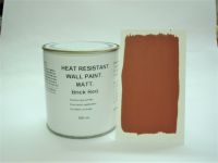 1 x 500ml Matt Brick Red Heat Resistant Wall Paint. Wood Burner Stove Alcove. Brick, Concrete, Plaster, Cement Board, Rendering, Metal, Timber etc. 