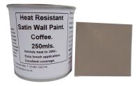 1 x 250ml Satin Coffee Heat Resistant Wall Paint. Wood Burner Stove Alcove. Brick, Concrete, Plaster, Cement Board, Rendering, Metal, Timber etc.