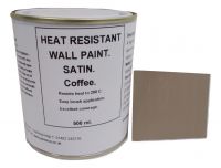 1 x 500ml Satin Coffee Heat Resistant Wall Paint. Wood Burner Stove Alcove. Brick, Concrete, Plaster, Cement Board, Rendering, Metal, Timber etc.