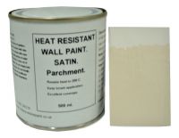 1 x 500ml Satin Parchment Heat Resistant Wall Paint. Wood Burner Stove Alcove. Brick, Concrete, Plaster, Cement Board, Rendering, Metal, Timber etc. 