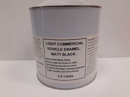 1 x 2.5lt Van Paint - Matt Black. Apply By Brush, Roller Or Spray